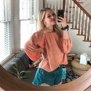 OTS Peach Polka Dot Top
